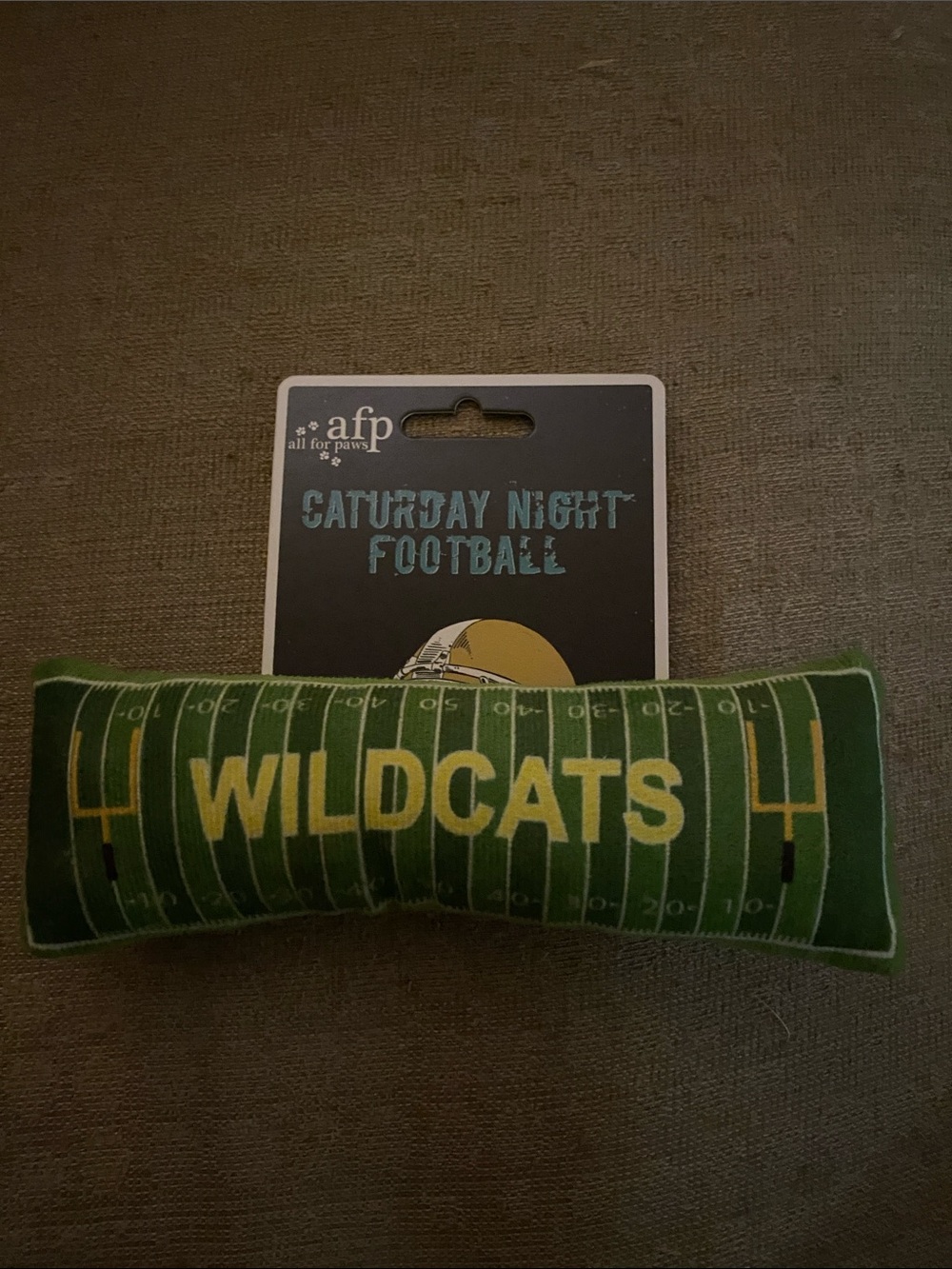All For Paws Wildcats Green Plush Football Cat Toy